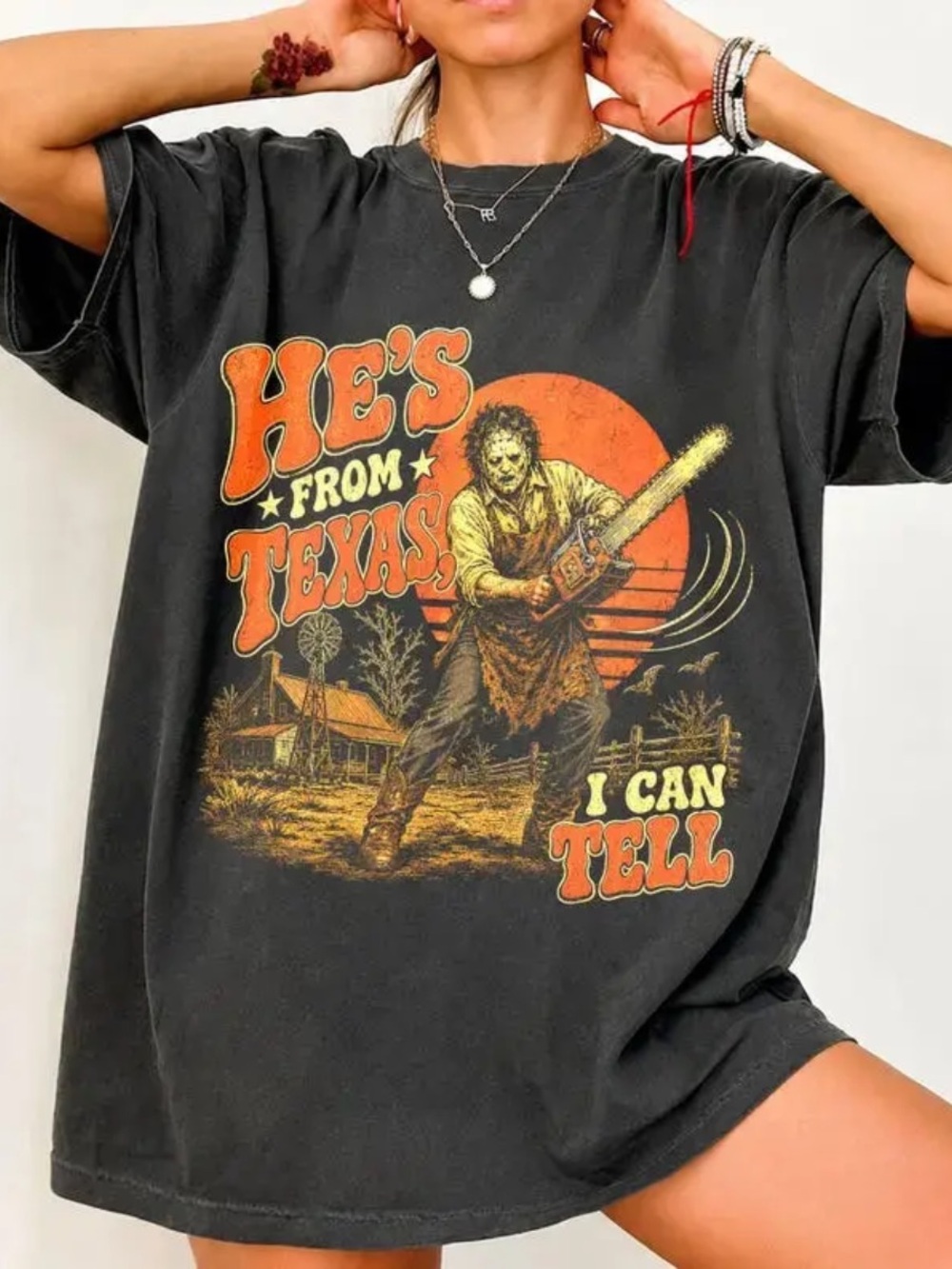 Comfort Colors Pepper Graphic Tee with Orange and Cream Retro Print